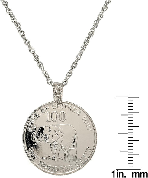 American Coin Treasures Lucky Elephant Coin Pendant | Mother and Baby Elephants | Silvertone 24 Inch Rope Chain | Certificate of Authenticity |...