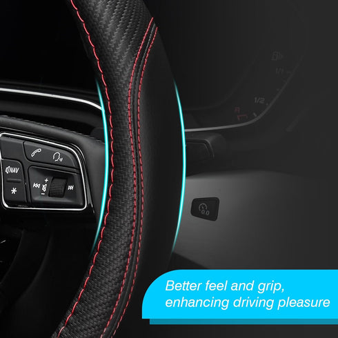 LABBYWAY Microfiber Leather Auto Car Steering Wheel Cover, Universal Fit 15 Inch Anti-Slip Wheel Protector, Black...