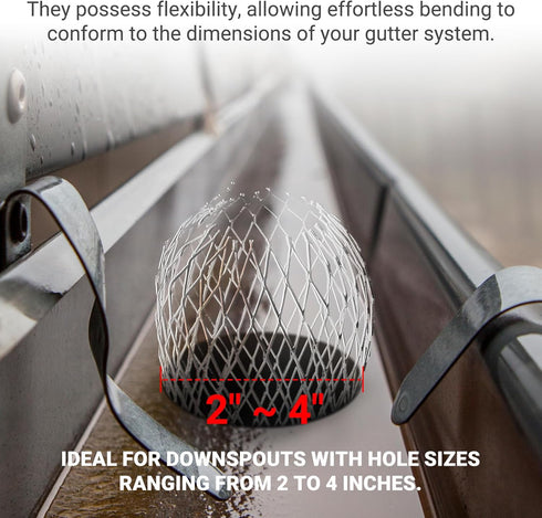 8-Pack Aluminum Gutter Guard Filters - Weather-Resistant Leaf Strainers for Downspouts - Easy Install, Rust-Proof Mesh - 3.5" Width, 6.5" Height...