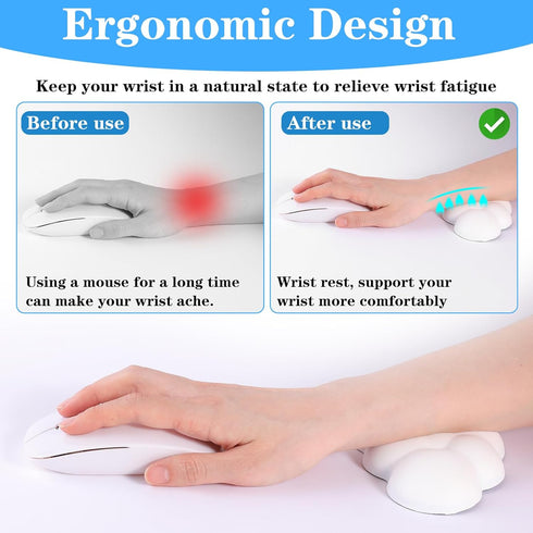 1 Pcs Cloud Wrist Pad for Mouse, Cute Pu Leather Mouse Wrist Support, Soft Memory Foam Ergonomic Cloud Mouse Pad, Pain Relief Gaming Wrist Rest fo...