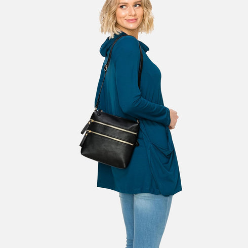 Solene Multi Zipper Pocket Crossbody Bag with Strap, Lightweight Travel bag, Daily Cell Phone Purses Messenger bag...