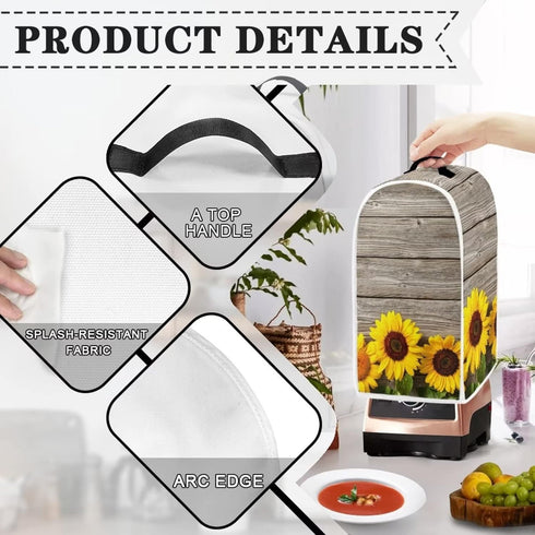 Wood Sunflower Blender Dust Cover, Fingerprint Protection Cover for Stand Mixer or Coffee Machine, Home Kitchen Appliance Cover for Stain Dust Res...