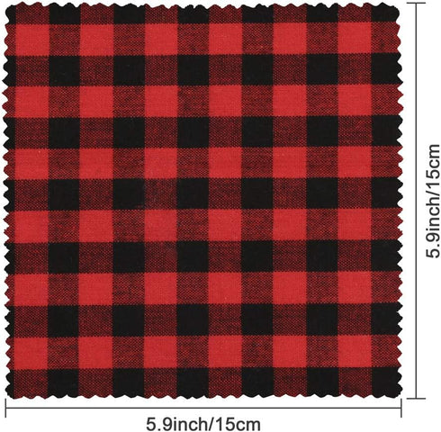Caydo 20 Pieces Christmas Fabric Squares, 5.9 Inch Christmas Charm Packs 10 Patterns Polyester Cotton Plaid Fabric Squares for Garlands, Christmas...