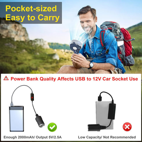 USB A to 12V Adapter, 2-Pack QC3.0 USB A to 12V Cigarette Lighter Adapter Quick Charger Male to 12V Cigarette Lighter Socket Female Cable for Dash...