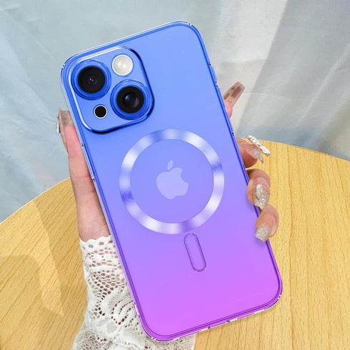 KANGHAR Designed for iPhone 15 Case Magnetic Clear Cute Gradient Slim Case for Women Men Full Camera Protector Camera Shockproof Compatible with M...