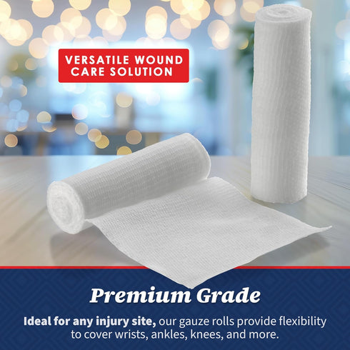 Gauze Bandage Rolls - (12 Pack) 4 in x 4.1 Yards Per Roll of Medical Grade Gauze Bandage and Stretch Bandage Wrapping for Dressing All Types of Wo...