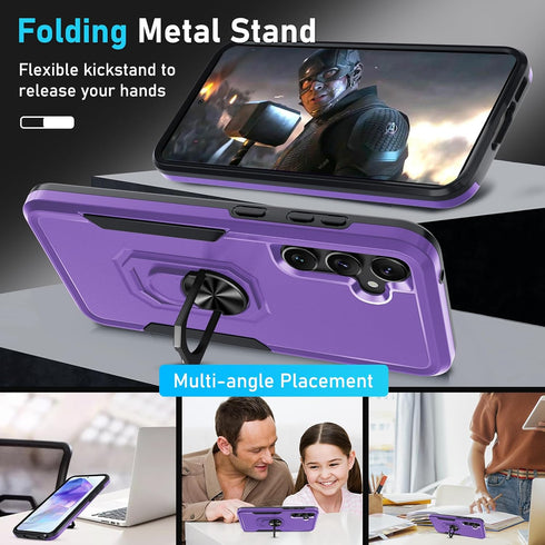 Janmitta for Samsung Galaxy A35 5G Case with Tempered Glass Screen Protector,Heavy Duty Shockproof Full Body Protective Cover Built in Rotatable M...