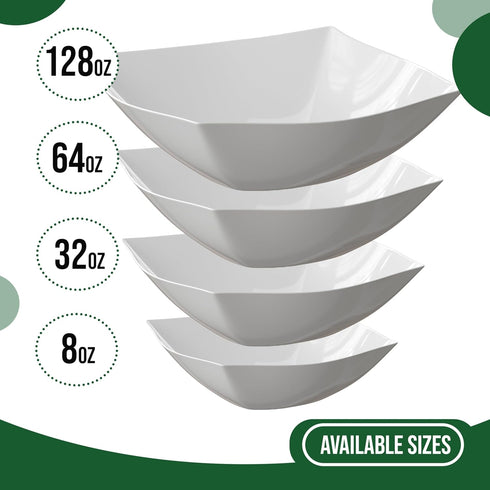 Exquisite Disposable Bowls Plastic Serving Bowls Pack Of 12 Square Salad Bowl 8 Oz White Plastic Bowls For Parties Disposable Serving Bowls For Sa...