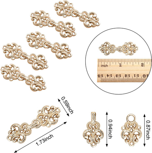 WANDIC Cardigan Clips, 5 Pairs Vintage Hollow Flower Cape Fasteners Sew On Hooks And Eyes Cardigan Clip Cloak Clasp Fasteners For Sweater Shawl...