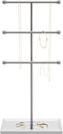 Umbra Trigem Hanging Jewelry Organizer Tiered Tabletop Free Standing Necklace Holder Display, White/Nickel...