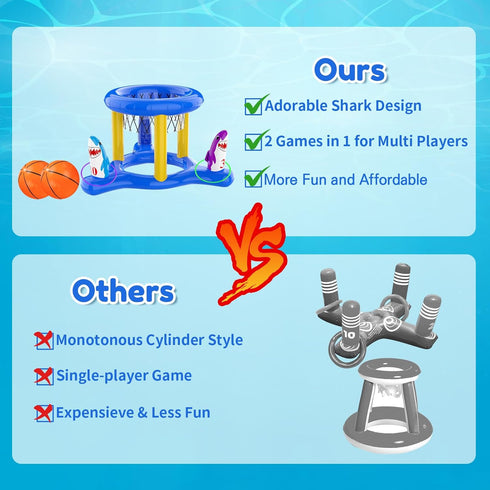 Pool Floats Toys Games Set, 2-in-1 Floating Pool Basketball Hoops & Pool Ring Toss Game, Fun Summer Water Games Pool Toys for Kids Ages 8-12, Teen...