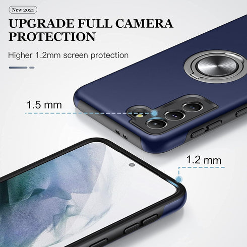 JAME Designed for Samsung Galaxy S21 Case (Not for S21 Plus & S21 Ultra), Slim Tough Rugged Shockproof Protective Case with Metal Ring Kickstand f...
