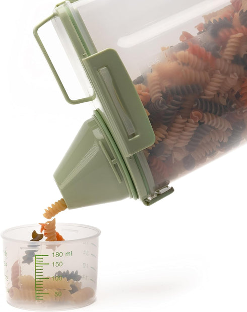Food Storage Container - Airtight Seal and Food-Grade Transparent Plastic Container - BPA Free - Measuring Cup, Pouring spout - for Rice, Pasta, S...