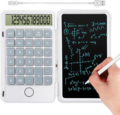 Hion Calculators,12-Digit Large Display Rechargeable Pocket Office Desktop Calculator with Erasable Wiriting Tablet,Mute Basic Desk Calculators wi...