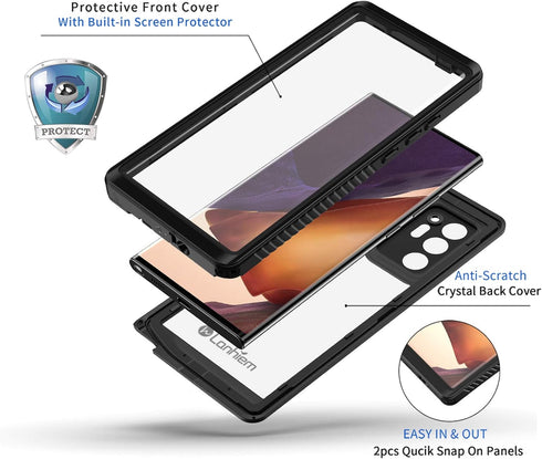 Lanhiem Galaxy Note 20 Ultra Case, IP68 Waterproof Dustproof Shockproof Case with Built-in Screen Protector, Full Body Sealed Underwater Protectiv...