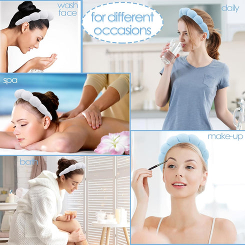 BEGOOD Spa Headbands for Washing Face Bubble Skincare Headband Sponge Makeup Headband Terry Towel Cloth Fabric Hair Band Puffy Headband Combo Pack...