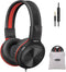 SIMOLIO Kids Wired Headphones with Microphone, Boys Headphone with Volume Limiter & Share Jack, Foldable Portable Over Ear Headset for School Trav...