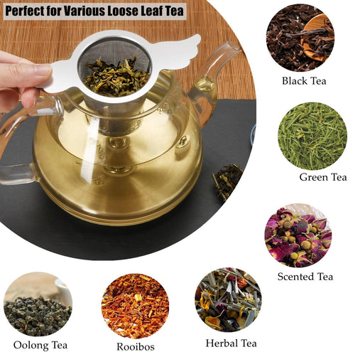 2 Pack Tea Infusers Strainers Basket with Lid/Drip Tray for Loose Leaf Tea, Ultra Fine Mesh Tea Steeper 304 Stainless Steel Tea Filter with Big Ca...