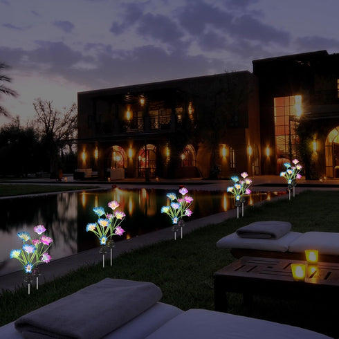 Solar Garden Flower Lights?LED Solar Powered Stake Landscape Lights?Outdoor Waterproof Decorative Lights for Yard,Patio,Lawn,Pathway Decoration (2...
