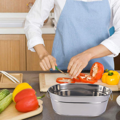 DOITOOL Galvanized Tub Galvanized Metal Tub, Beverage Tub for Parties, Galvanized Drink Tub Ice Bucket Oval Storage Bucket Ice Tub, 8.84x6.01x3.14...