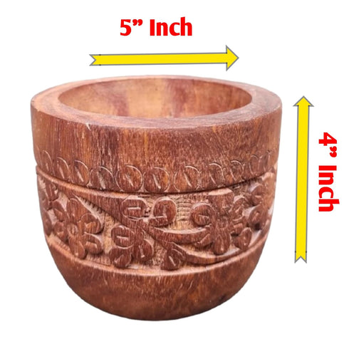 Acacia Wooden Mortar and Pestle Set | Kitchen Tool for All Grinding Purpose| Garlic Mustard Black Pepper Crusher| Medicine and Herb Crusher| India...