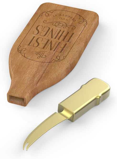 Genuine Fred Champagne Acacia Wood Cheese Board with Knife, Assorted...