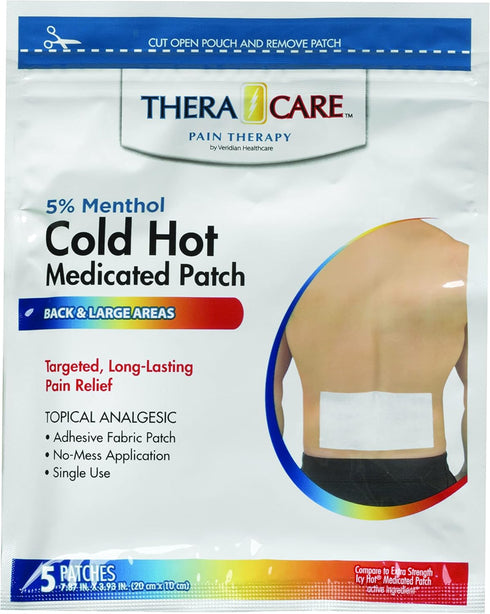 Veridian Healthcare Theracare Cold Hot Medicated Patch, White, 5 Count...