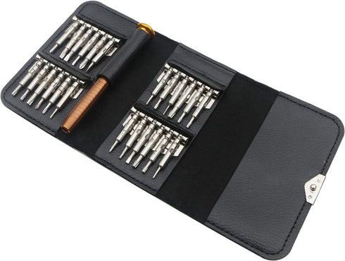 25 in 1 Screwdriver Set, Precision Screwdriver Small Screwdriver Set with Black Leather Bag for Watch, Eyeglasses, PC, Mobile Phone, Digital Camer...