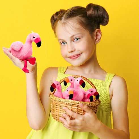 12 Pieces Mini Stuffed Flamingo Plush Toys 5.5 Inch Plush Flamingo Toys Keychain Set Hanging Ornaments Flamingo Party Favors for Birthday Party Gi...