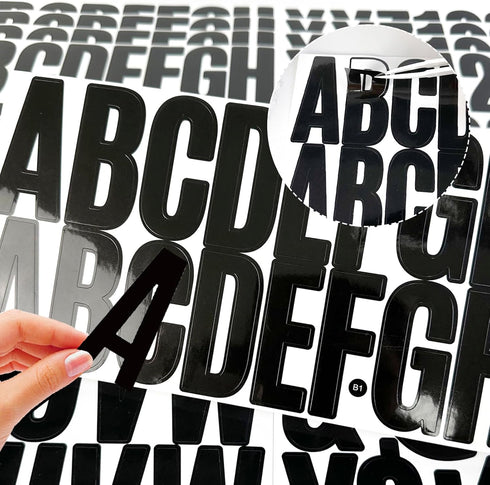 400 Pieces Black Letter Stickers 24 Sheets Large Letter Stickers 2.5 Inch Self Adhesive Number Alphabet Stickers Waterproof for Bulletin Board Let...