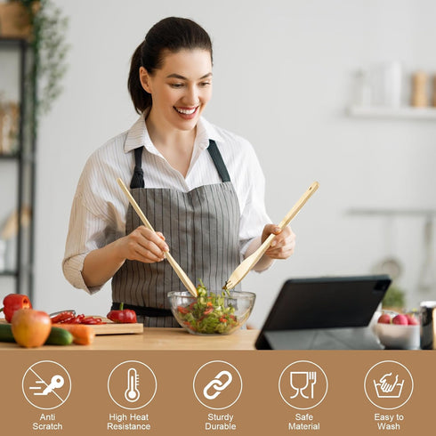 Wooden Spoons for Cooking 7-Piece - Kitchen Wooden Cooking Utensils Set with Holder Bamboo Wooden Spoons Spatula for Cooking Nonstick Bamboo Kitch...