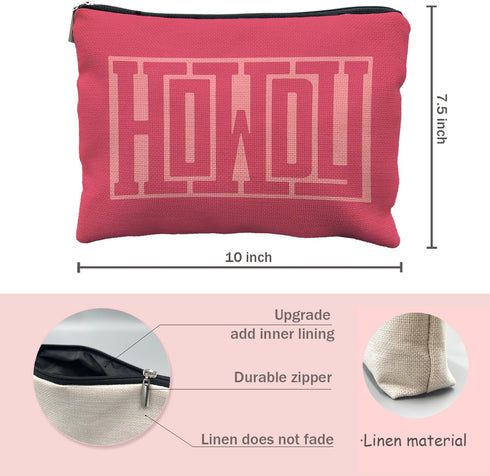 Howdy makeup bag?Pink Howdy, Western makeup bag,Cowgirl Gifts,Howdy cosmetic bag?Western cosmetic bag?Hot Pink Retro Western make up bag?Western g...