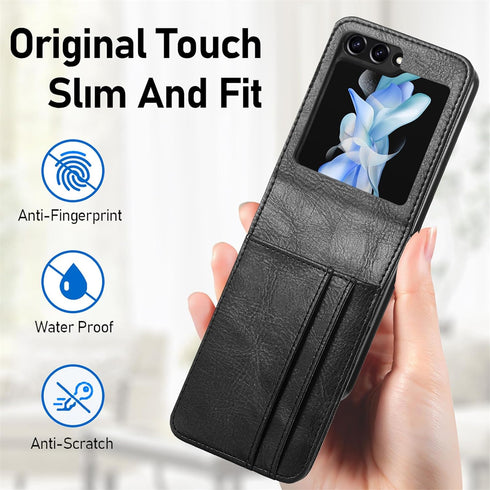 CCSamll for Samsung Galaxy Z Flip 5 Wallet Case with Card Holder, Business Style Premium PU Leather for Protective Phone Case Cover for Samsung Ga...