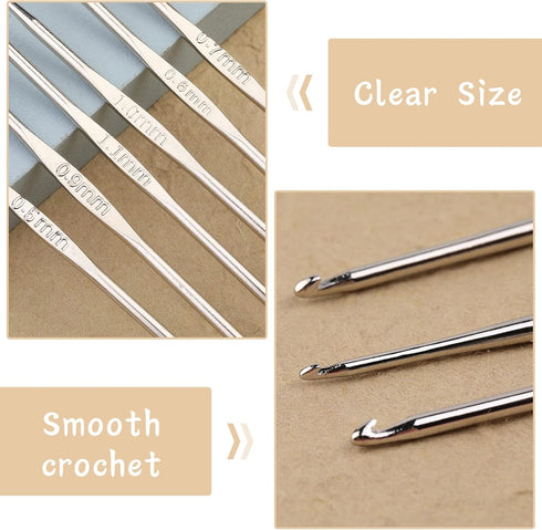 MORFEN 22 PCS Crochet Hooks Set, Ergonomic Lace Crochet Hook Knitting Needles, Crochet Needles for Crocheting with Big Eye Blunt Needles Stitch Ma...