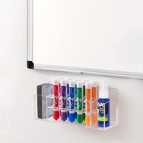 HBlife Acrylic Dry Erase Marker Holder Wall Mount, 10 Slots Whiteboard Marker Holder for Office, School and Home, Marker, Eraser and Whiteboard Cl...
