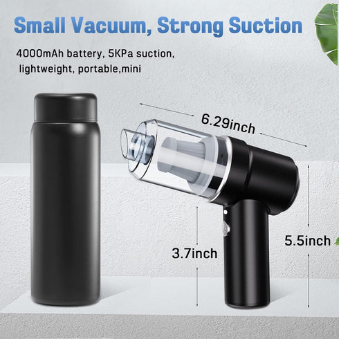 Cordless Handheld Vacuum, Car Vacuum Cleaner, Mini Hand Held Vacuuming Portable Rechargeable 2 in 1 Sucking Blowing for Home Office and Car...