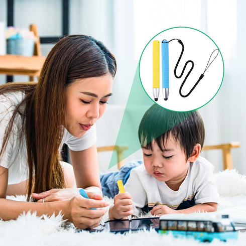 Kid-Friendly Stylus Pens for Touch Screens, Capacitive Kids Stylus with Spring Cord Children's Tablet Crayon Stylus Pen for iPad iPhone Kindle Fir...