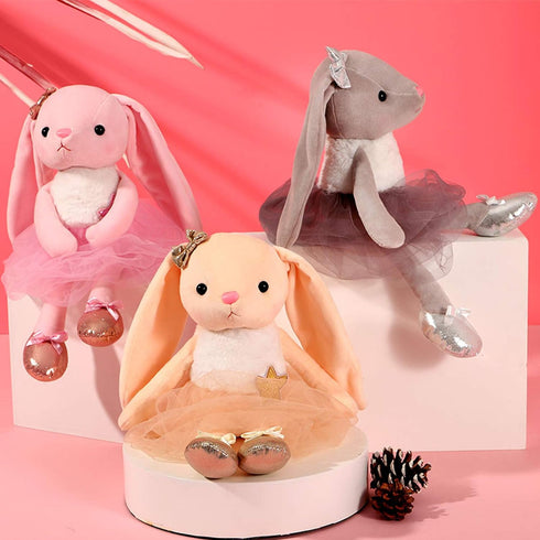 Ballerina Dolls Plush Bunny Rabbit Soft Toys Ballet Dance Recital Gifts for Girls Pink 15.5 Inches...