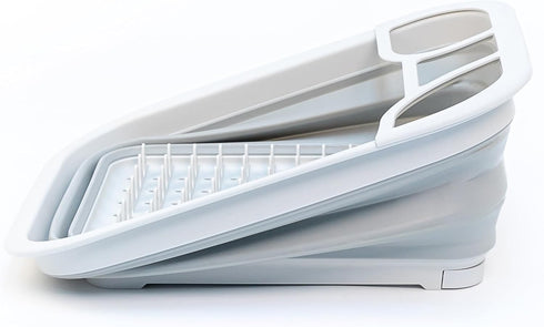 SAMMART Collapsible Dish Drainer with Drainer Board - Foldable Drying Rack Set - Portable Dinnerware Organizer - Space Saving Kitchen Storage Tray...
