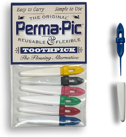 Original Perma Pic Reusable Toothpicks (6-Pack) - Flossing Alternative, Portable & Travel-Ready, Easy Clean, Durable Picks for Oral Hygiene on-The...