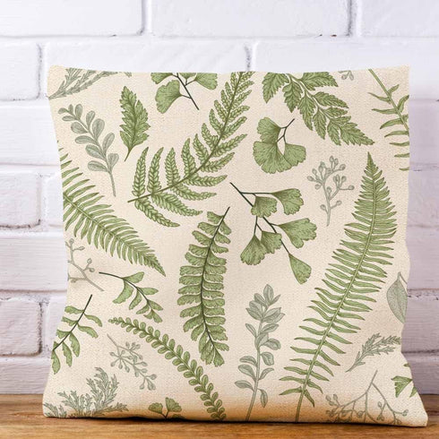 Throw Pillow Covers Green Leaf Floral in Vintage Style Leaves and Herbs Botanical Boxwood Seeded Eucalyptus Fern Maidenhair Pillow Case 18x18 Inch...