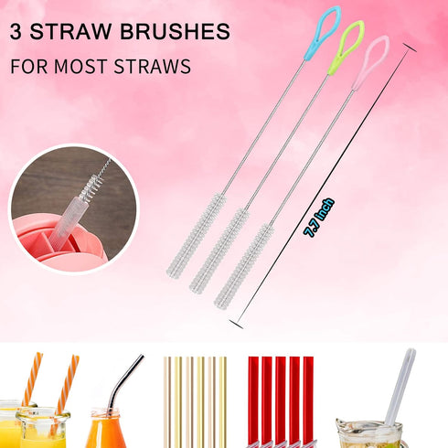 3 in 1 Multifunctional Cleaning Brush, Water Bottle Cleaner Brush Set Include Cup Lid Gap Brush, Stainless Steel Long Handle Bottle Brush, Brush C...