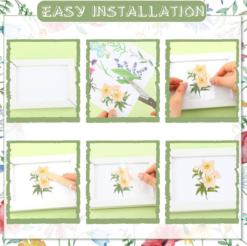 Satinior 16 Sheets Summer Wildflower Rub on Transfers for Crafts Butterfly Bee Bird Flower Spring Stickers Rub on Decals for DIY Furniture Scrapbo...