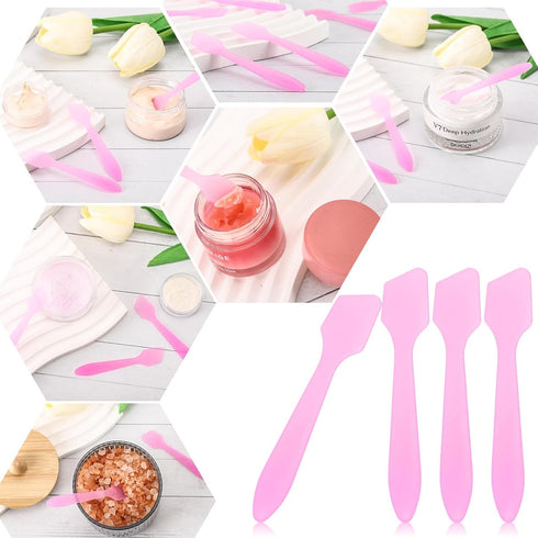 Tbestmax 300 PCS Mini Cosmetic Spatulas 3.2" x 0.6" Disposable Makeup Spatulas, Plastic Spatulas Pink Facial Creams Skin Care Spatulas...