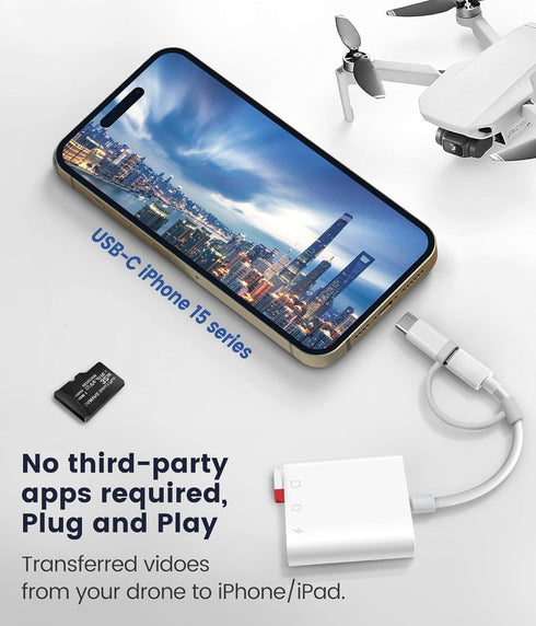 SD Card Reader for iPhone iPad, Oyuiasle Trail Game Camera SD Card Viewer with Dual Slot for MicroSD/SD, Lightening&USBC Dual-Connector Memory Car...