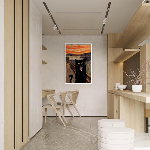 TYOHU Scream Funny Black Cat Poster Retro Trendy Sunset Glow Cat Canvas Wall Art Funky Preppy Prints Painting Colorful Abstract Farmhouse Gallery ...