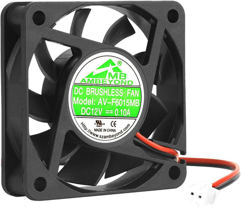 60mm by 60mm by 15mm 6015 12V DC 0.10A Ball Bearing Brushless Cooling Fan 2pin AV-F6015MB UL TUV...
