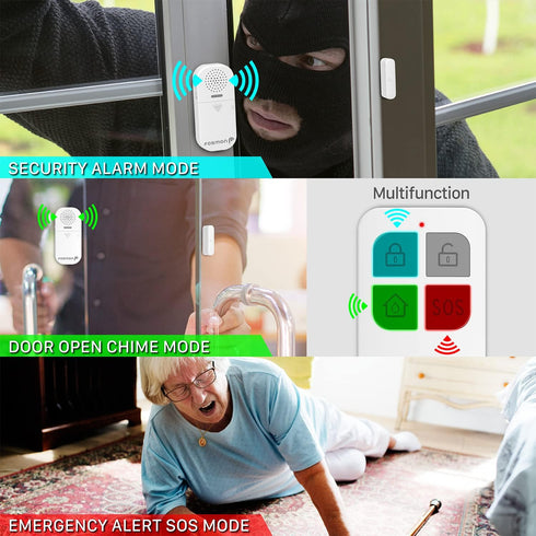 Fosmon Wireless Door Alarms for Home Security with Remote, 130dB Door and Window Alarms Sensors, (Battery-Powered), Kids Safety, Dementia Patients...