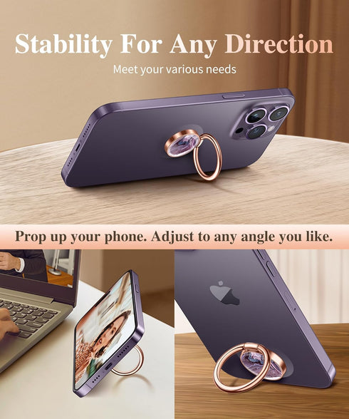 GVIEWIN Marble Cell Phone Ring Holder, Metal Kickstand Grip for Magnetic Car Mount Compatible with iPhone 15 Pro Max/15 Plus/14/13/12 Series & Gal...