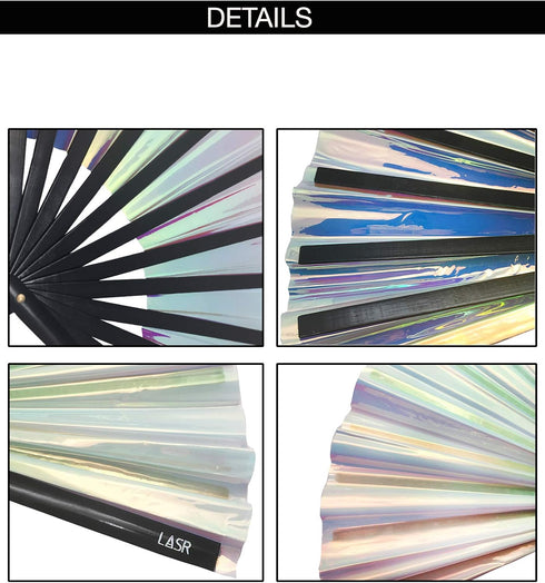 Frost Bite White Mint Fluid Iridescent Fan Festival Hand Fan, Rave Gear, Exclusive...